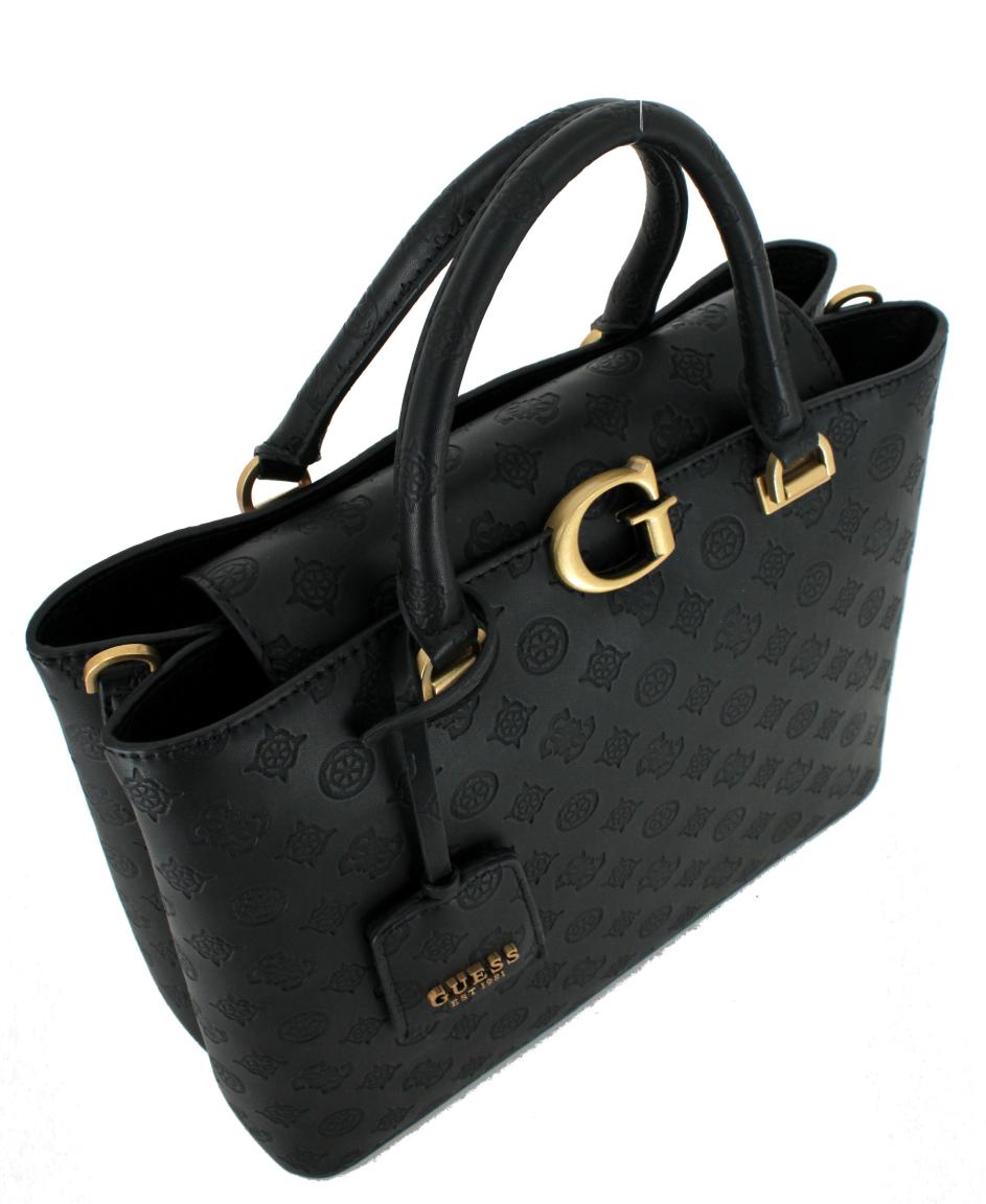 Guess G Vibe Black Logo Kurzgrifftasche Alloverprägung schwarz