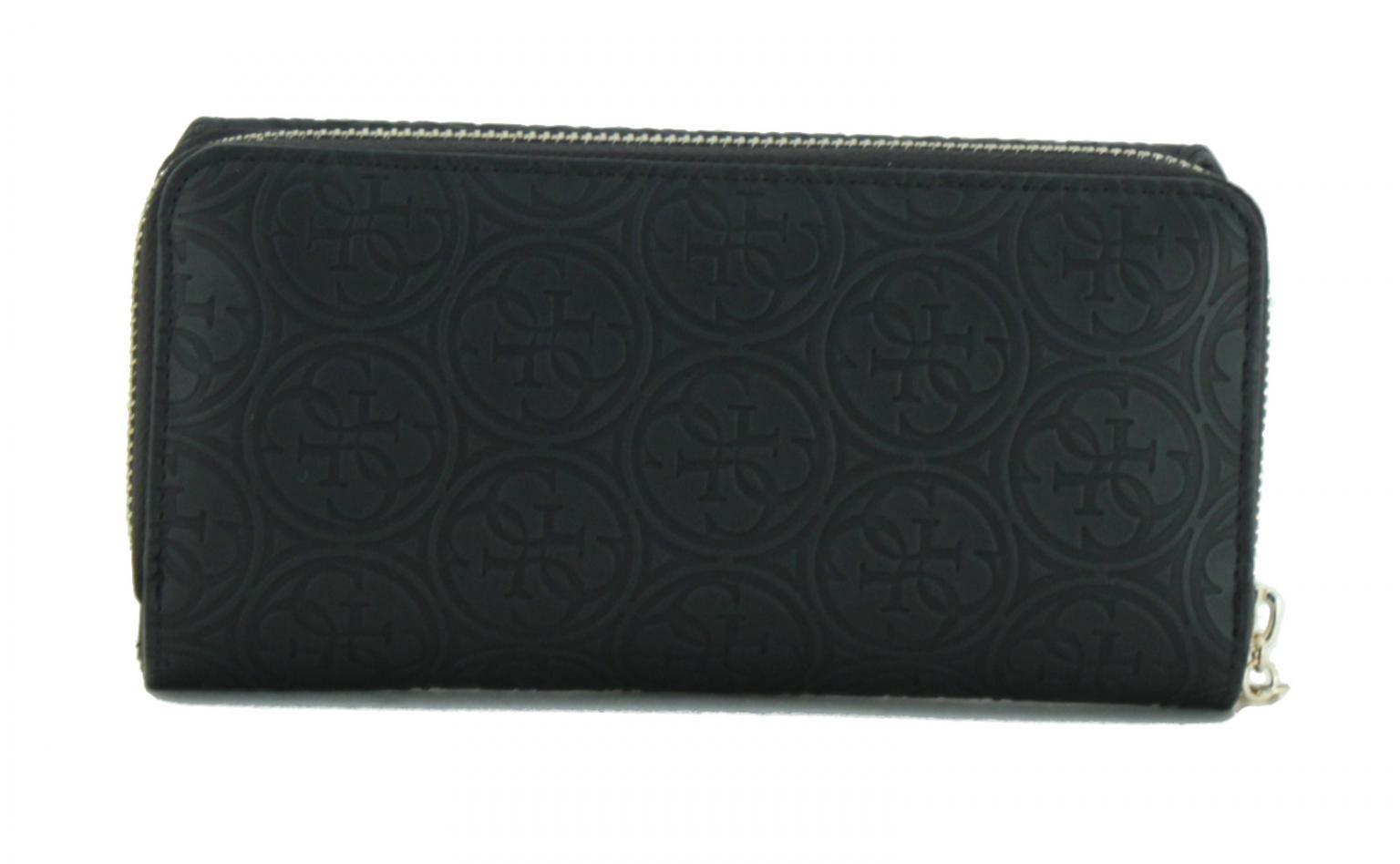 Guess Geldtasche mit Überschlag Ella Black schwarz beige