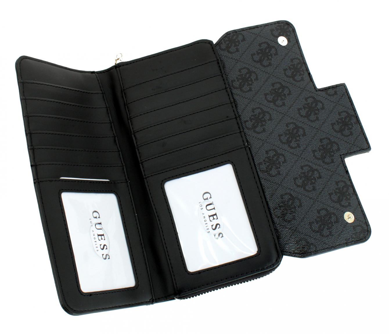 Guess Geldtasche mit Überschlag Ella Black schwarz beige