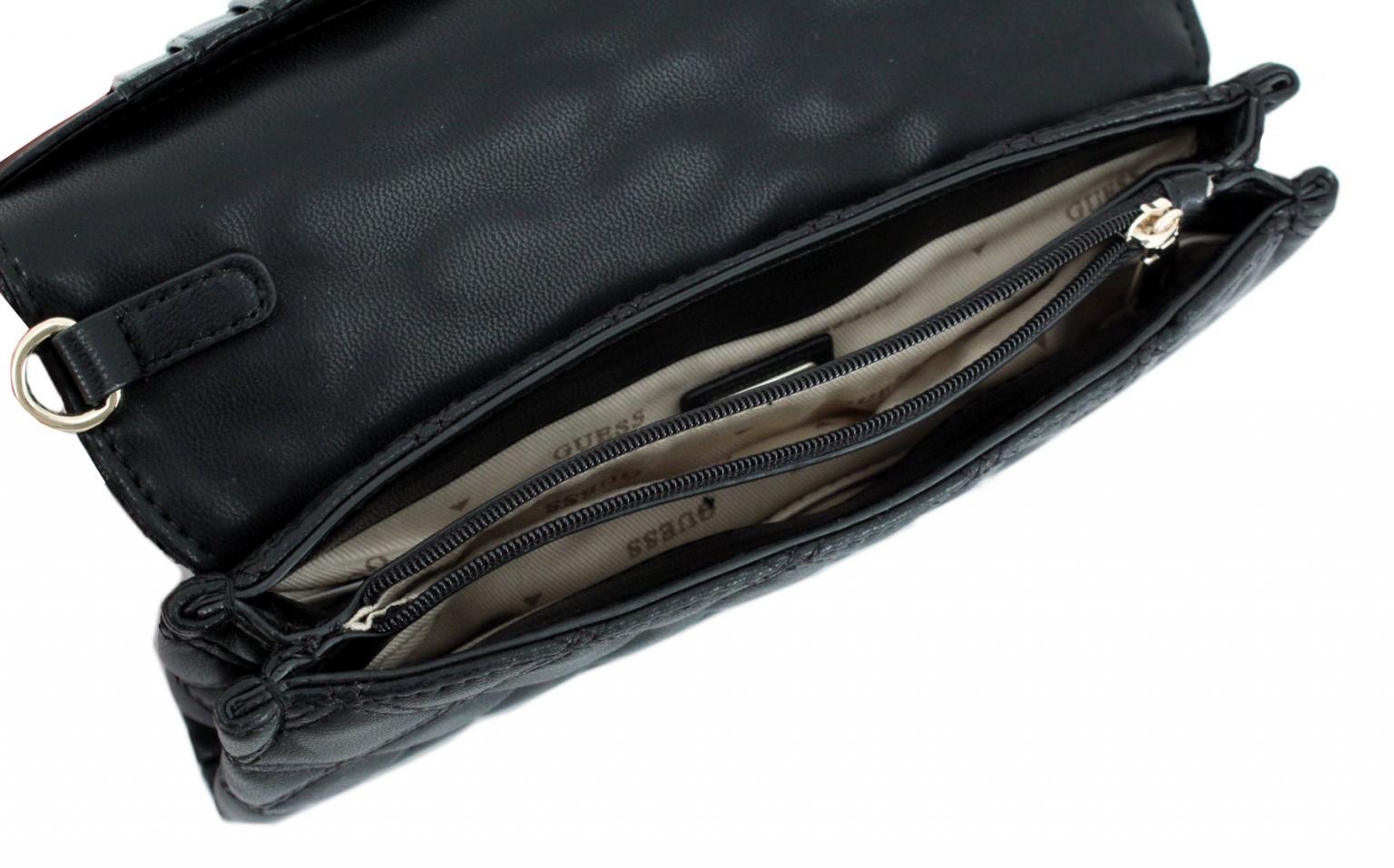 Guess Giully Mini Überschlagtasche elegant Black abgesteppt