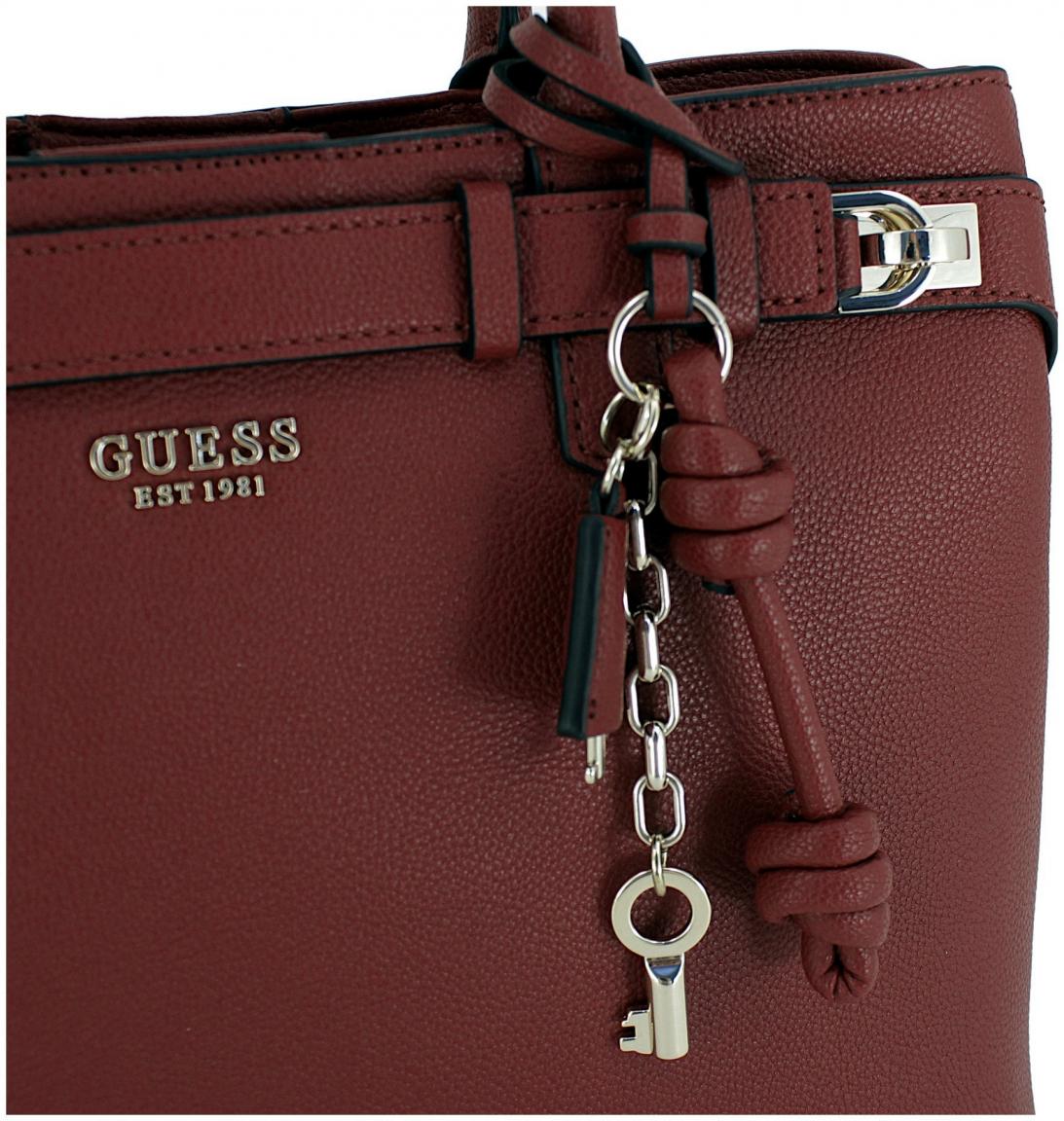 Guess Gregoria Girlfrind Satchel Red dunkelrote Henkeltasche mit Zierriemen