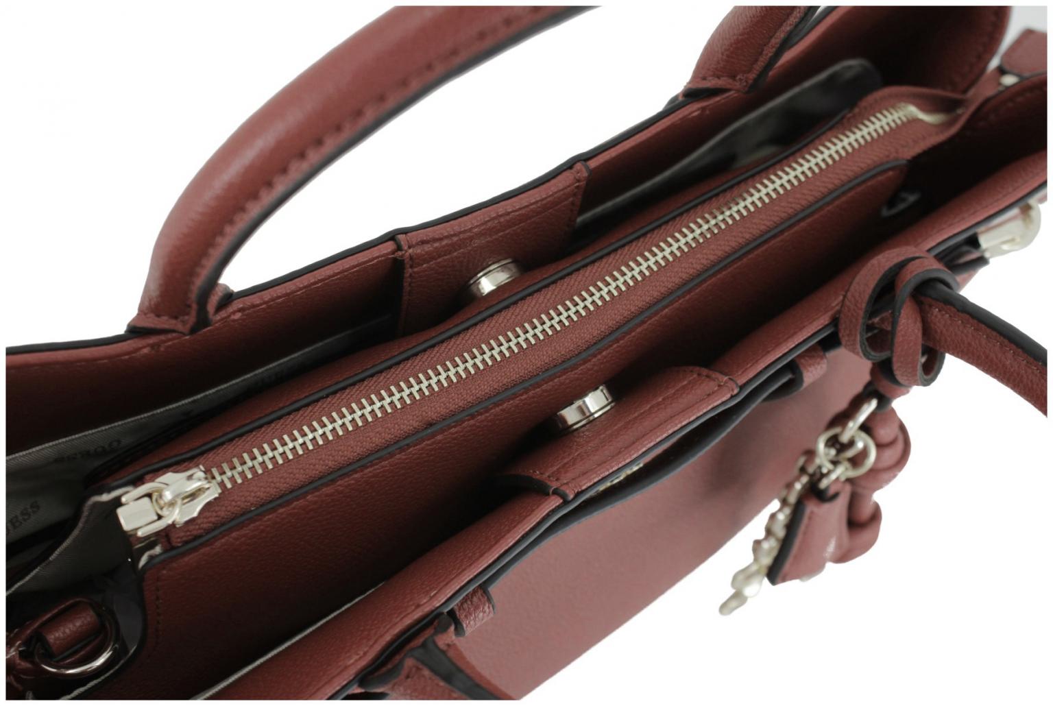 Guess Gregoria Girlfrind Satchel Red dunkelrote Henkeltasche mit Zierriemen