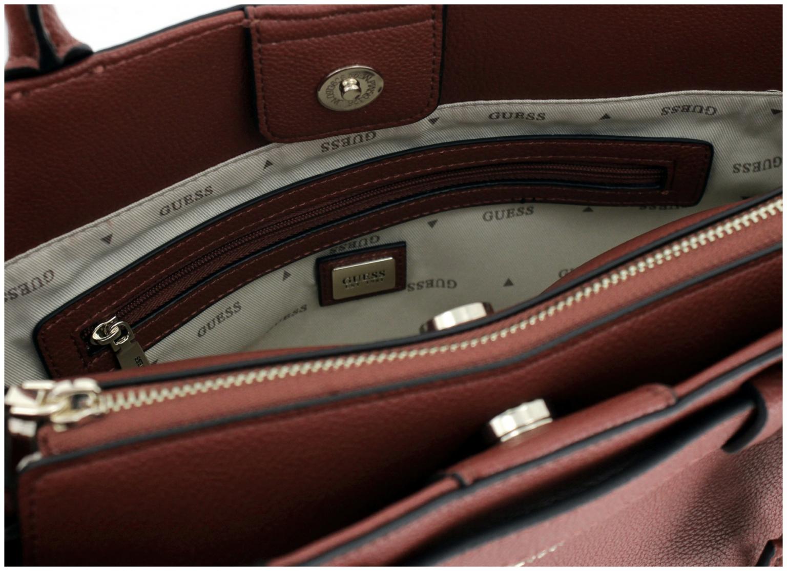 Guess Gregoria Girlfrind Satchel Red dunkelrote Henkeltasche mit Zierriemen