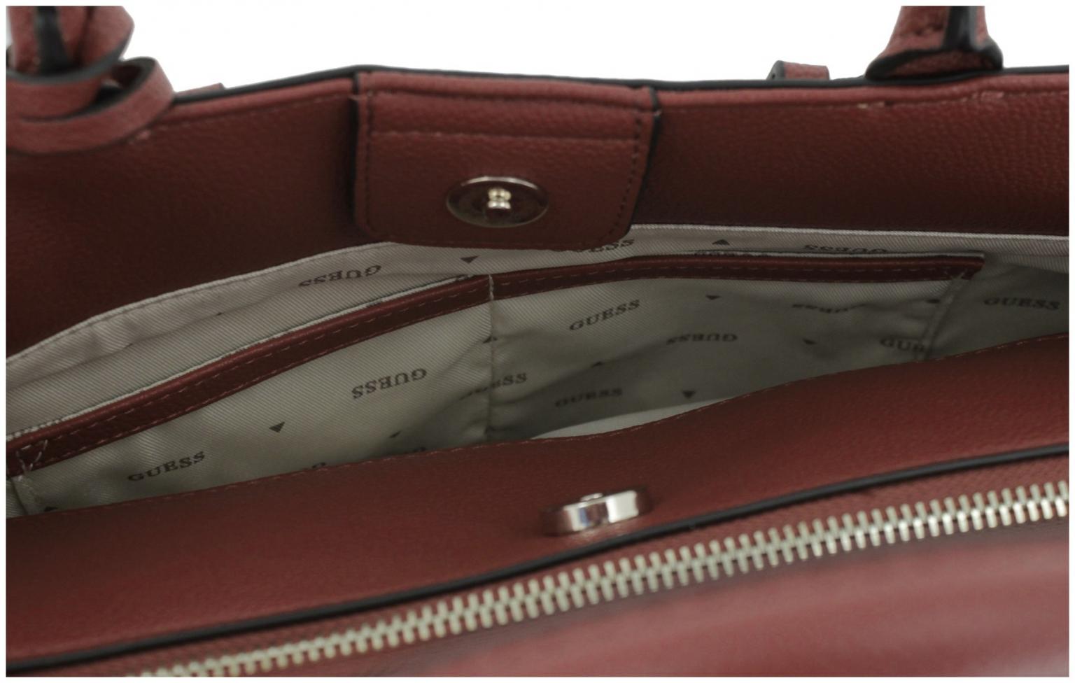 Guess Gregoria Girlfrind Satchel Red dunkelrote Henkeltasche mit Zierriemen