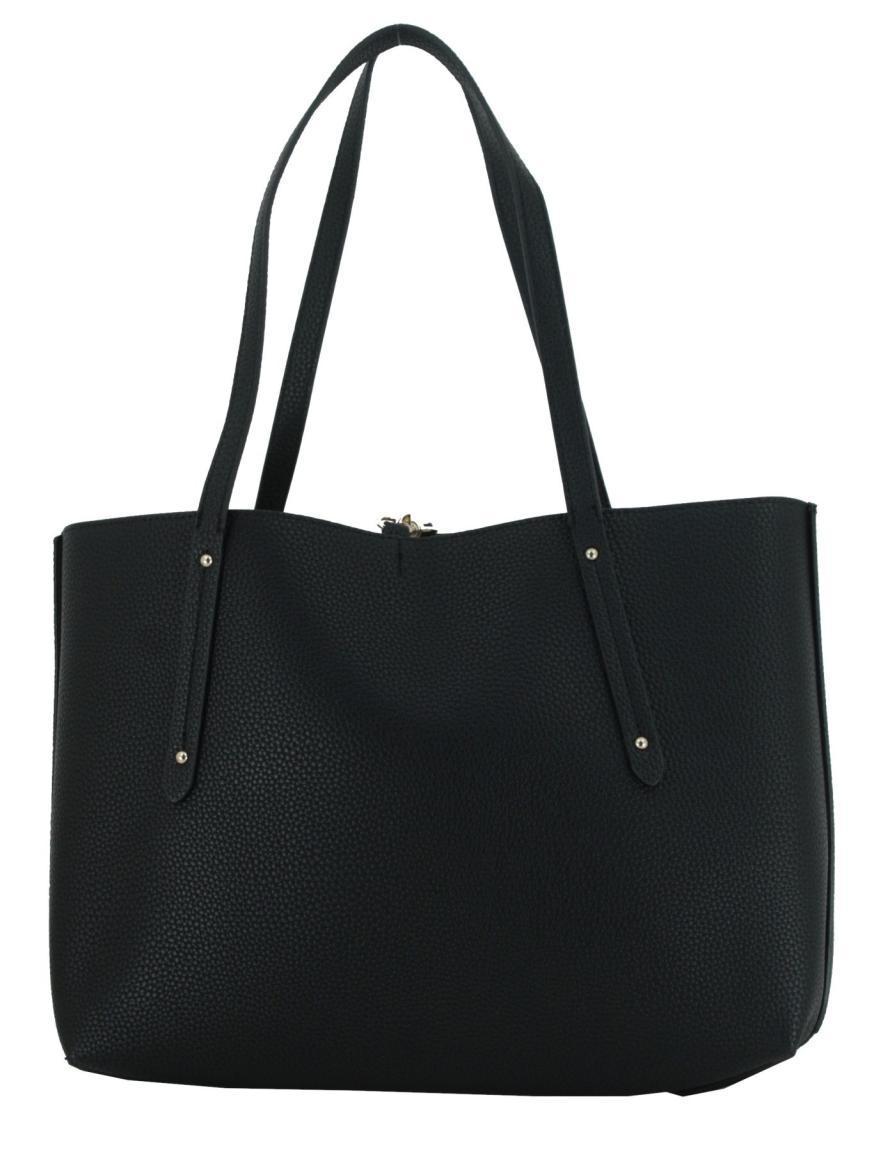 Guess Handtasche Eco Brenton Coal Logo grau schwarz Innentasche