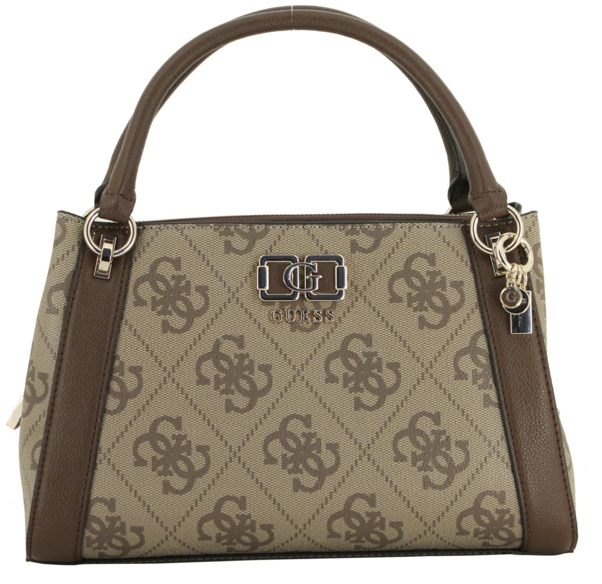 Guess Handtasche Karnilla Logo Dark Taupe 4G Alloverprint