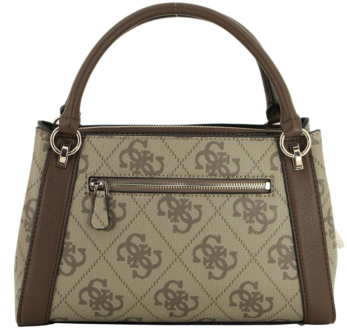 Guess Handtasche Karnilla Logo Dark Taupe 4G Alloverprint