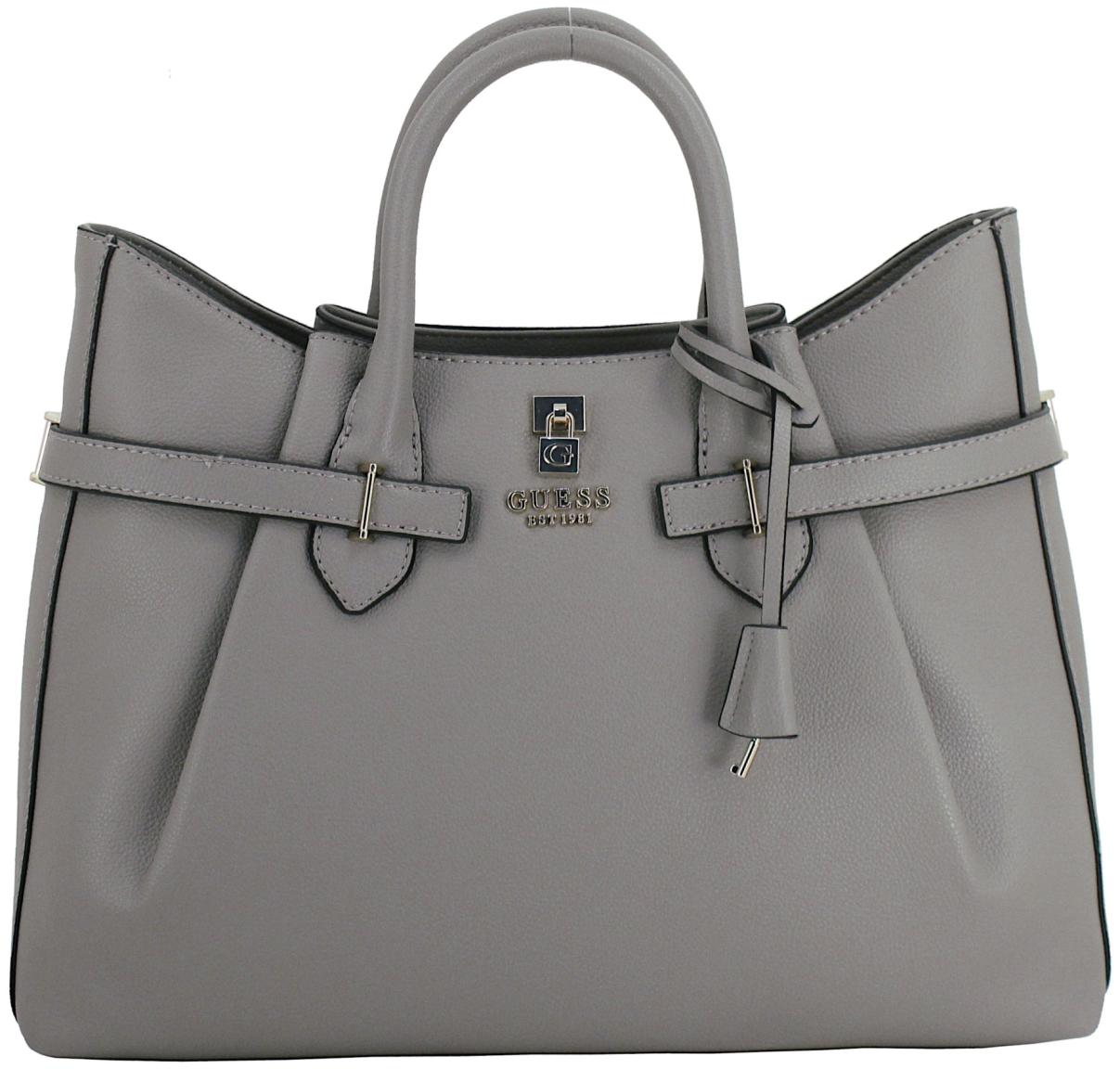 Guess Handtasche Yesba Dark Taupe Zierriemen grau Girlfriend Satchel