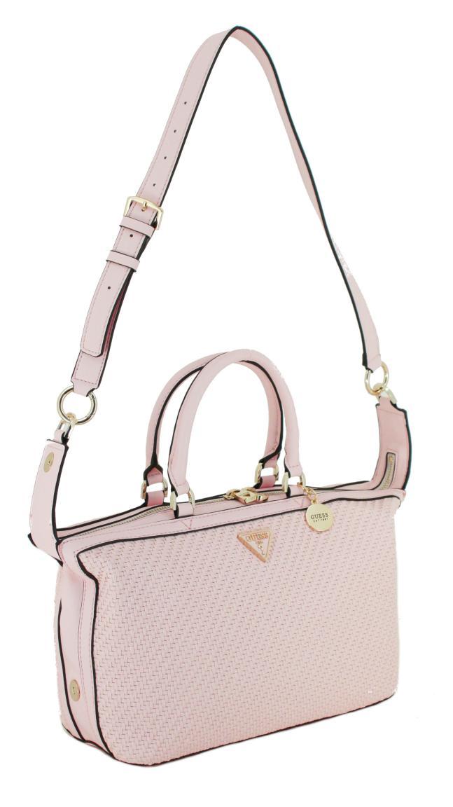 Guess Hassie Beuteltasche Powder Pink Pastellrosa glänzende Goldmetalle