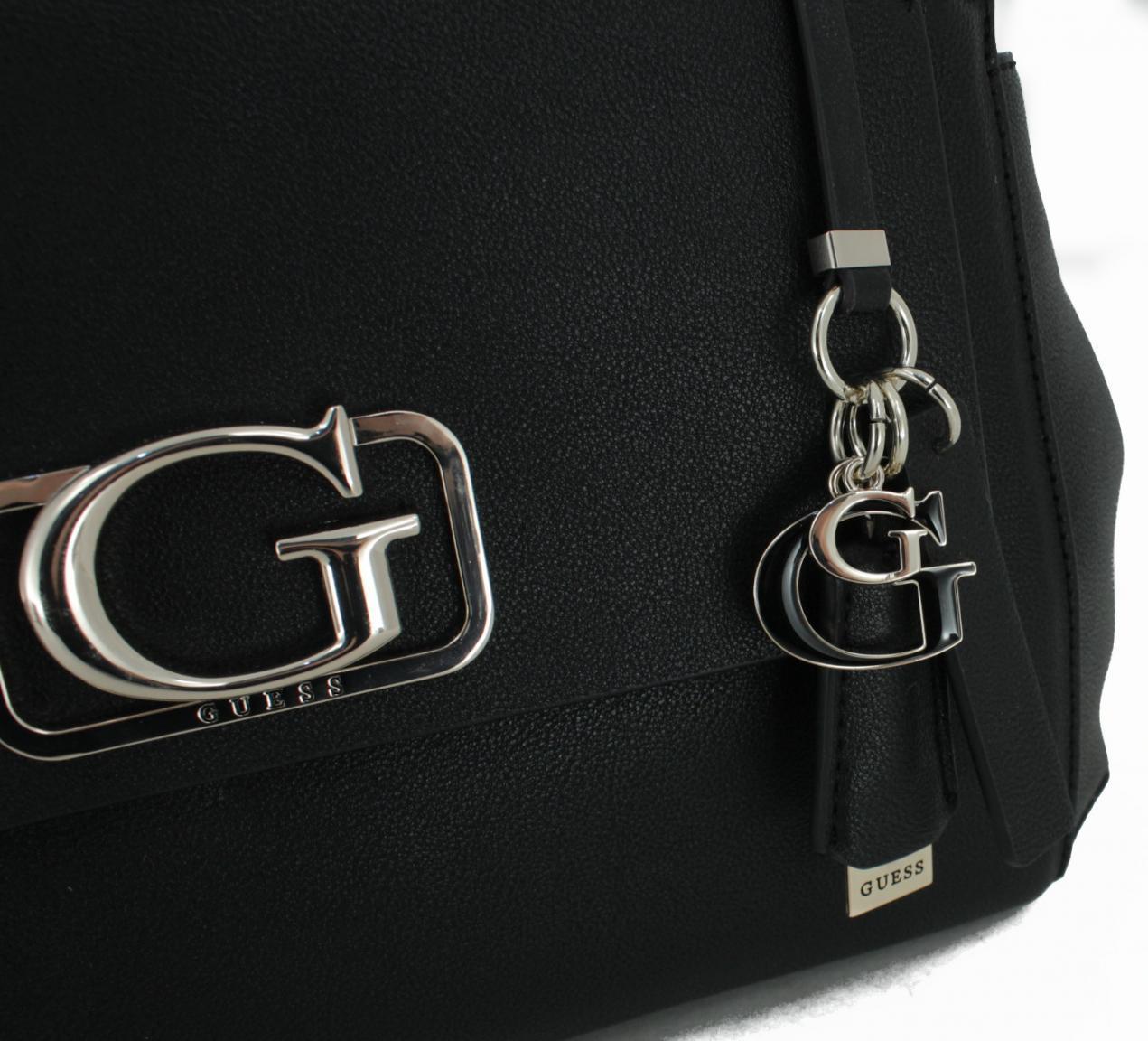 Guess Henkeltasche Niven Black Schultergurt Logo Emblem