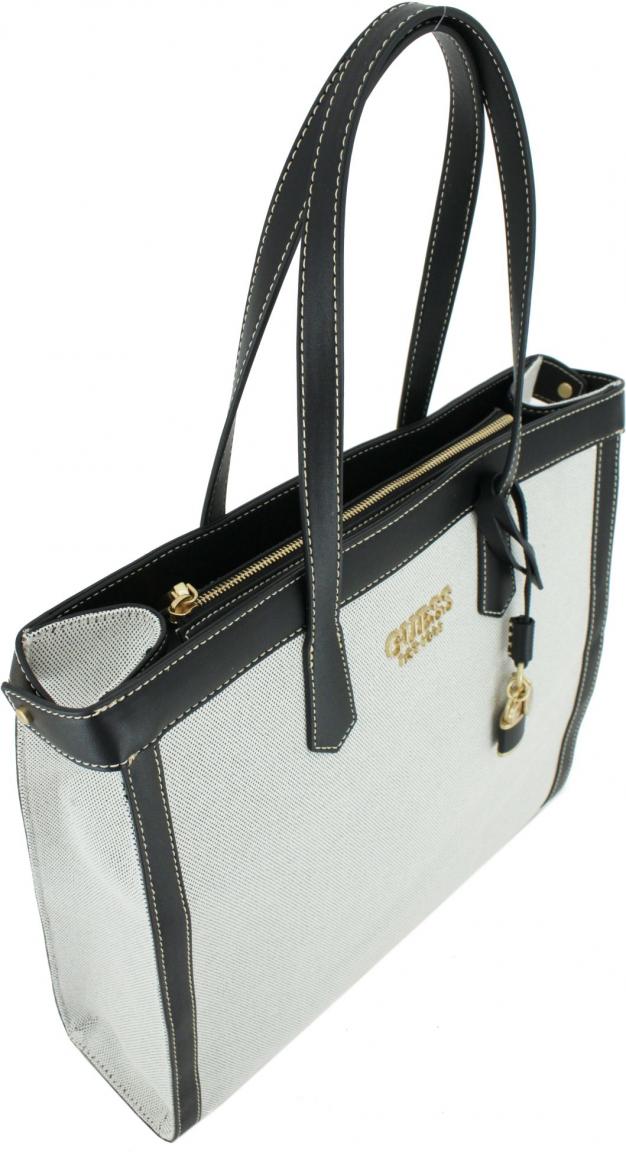 Guess Henkeltasche beige schwarz Jovie Black Textil