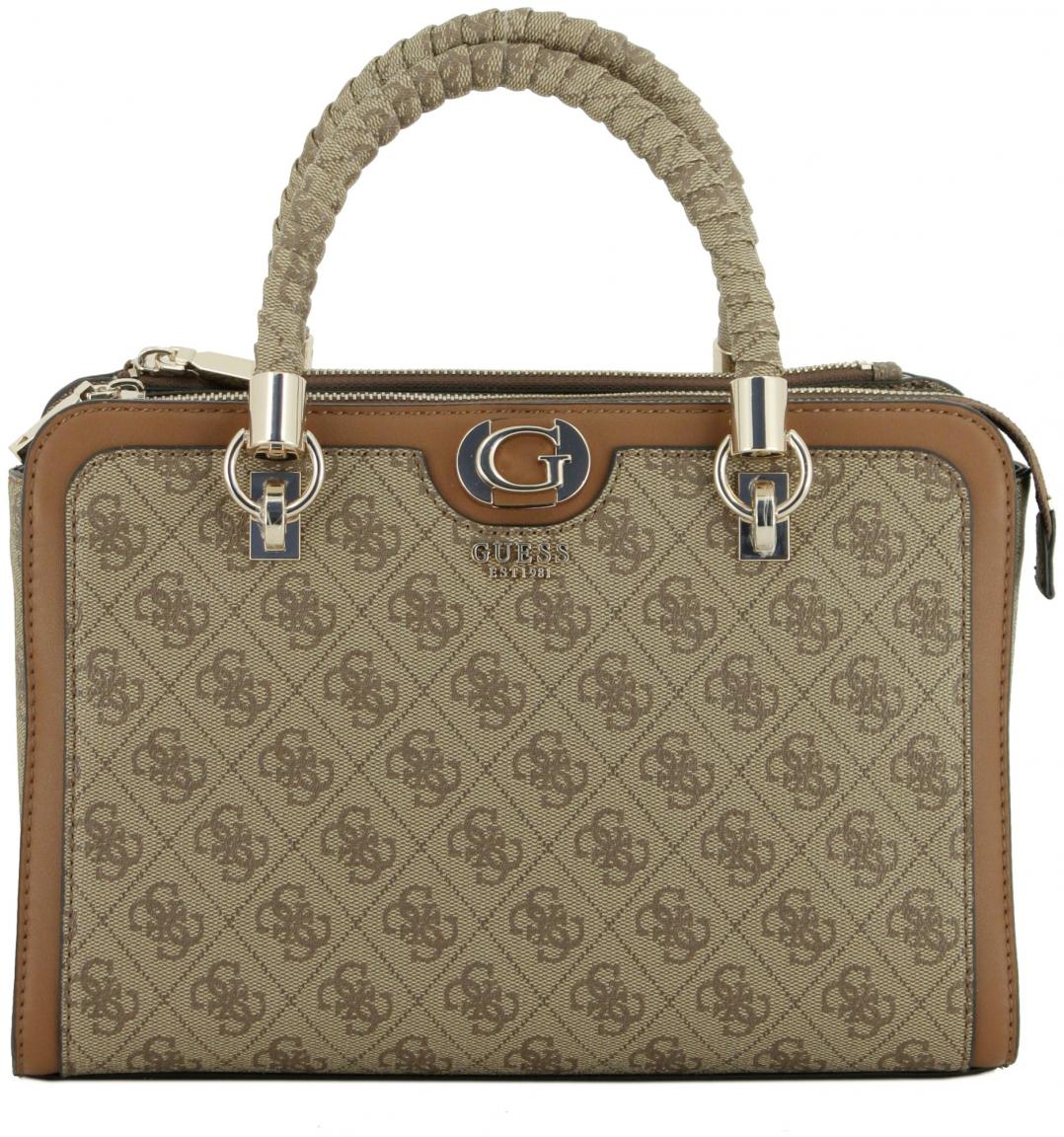 Guess Henkeltasche braun beige Logoprint Orlina Latte Logo