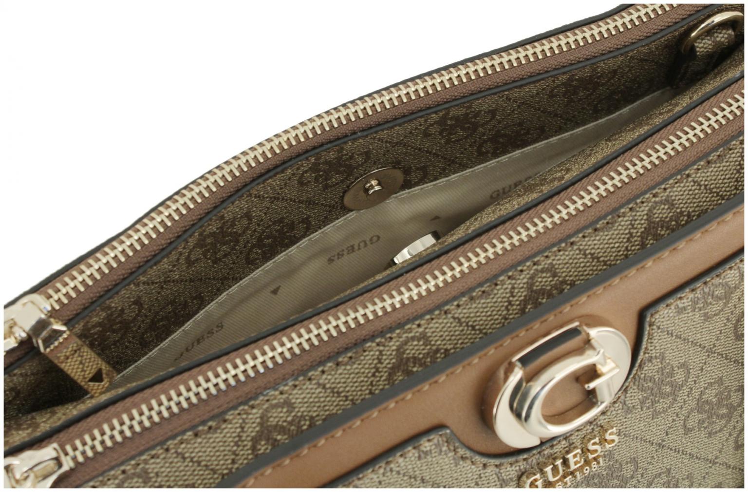 Guess Henkeltasche braun beige Logoprint Orlina Latte Logo