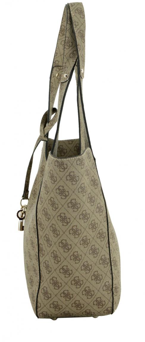 Guess Henkeltasche grau schwarz Logoprint Calista Tote Coal Logo