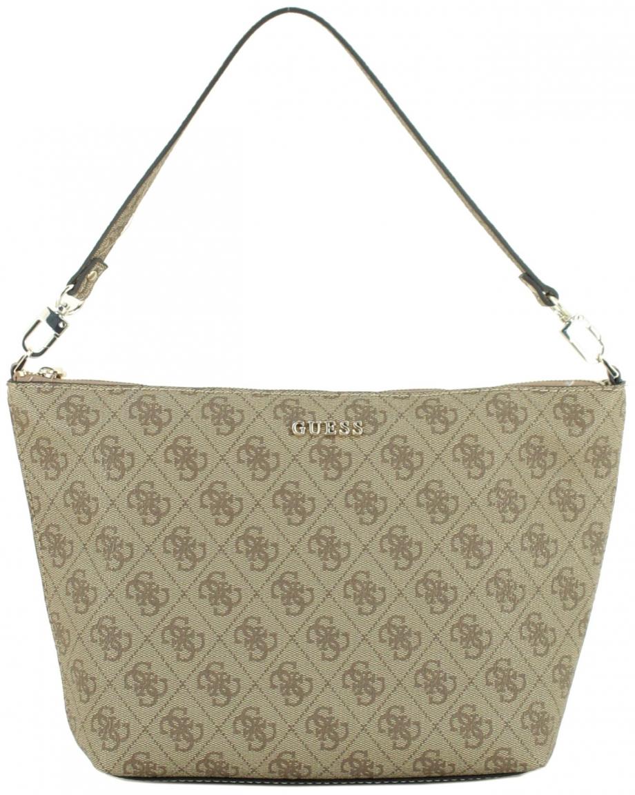 Guess Henkeltasche grau schwarz Logoprint Calista Tote Coal Logo