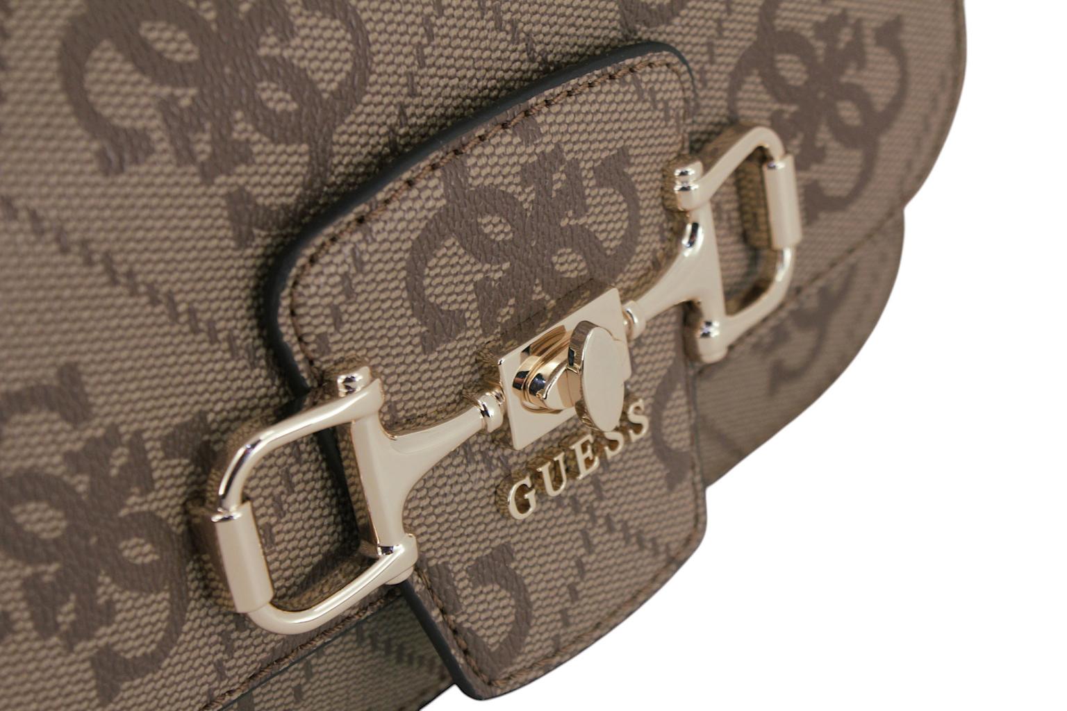 Guess Janie Logo Schultertasche Coal Logo Grau