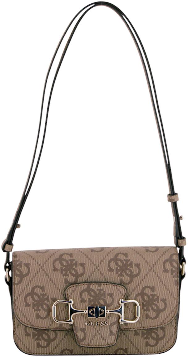 Guess Janie Logo Schultertasche Latte Logo Braun