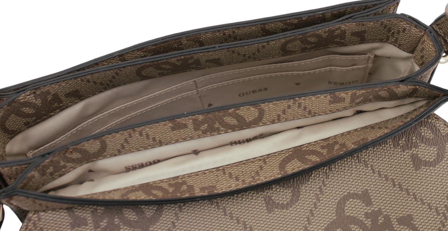 Guess Janie Logo Schultertasche Latte Logo Braun
