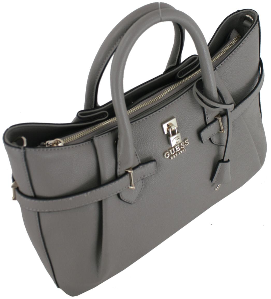 Guess Kurzgrifftasche Girlfirend Satchel Yesba Coal Logo 4G Print schwarz grau