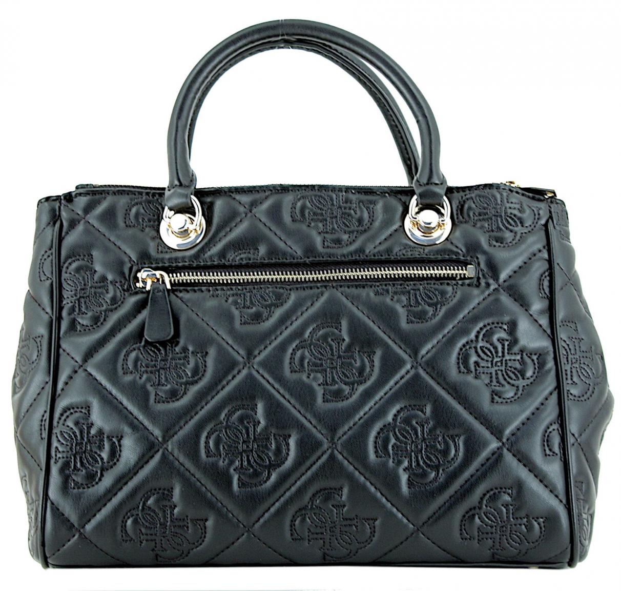 Guess Kurzgrifftasche Marieke wattiert Markenstickerei Light Beige Logo Hellrosa