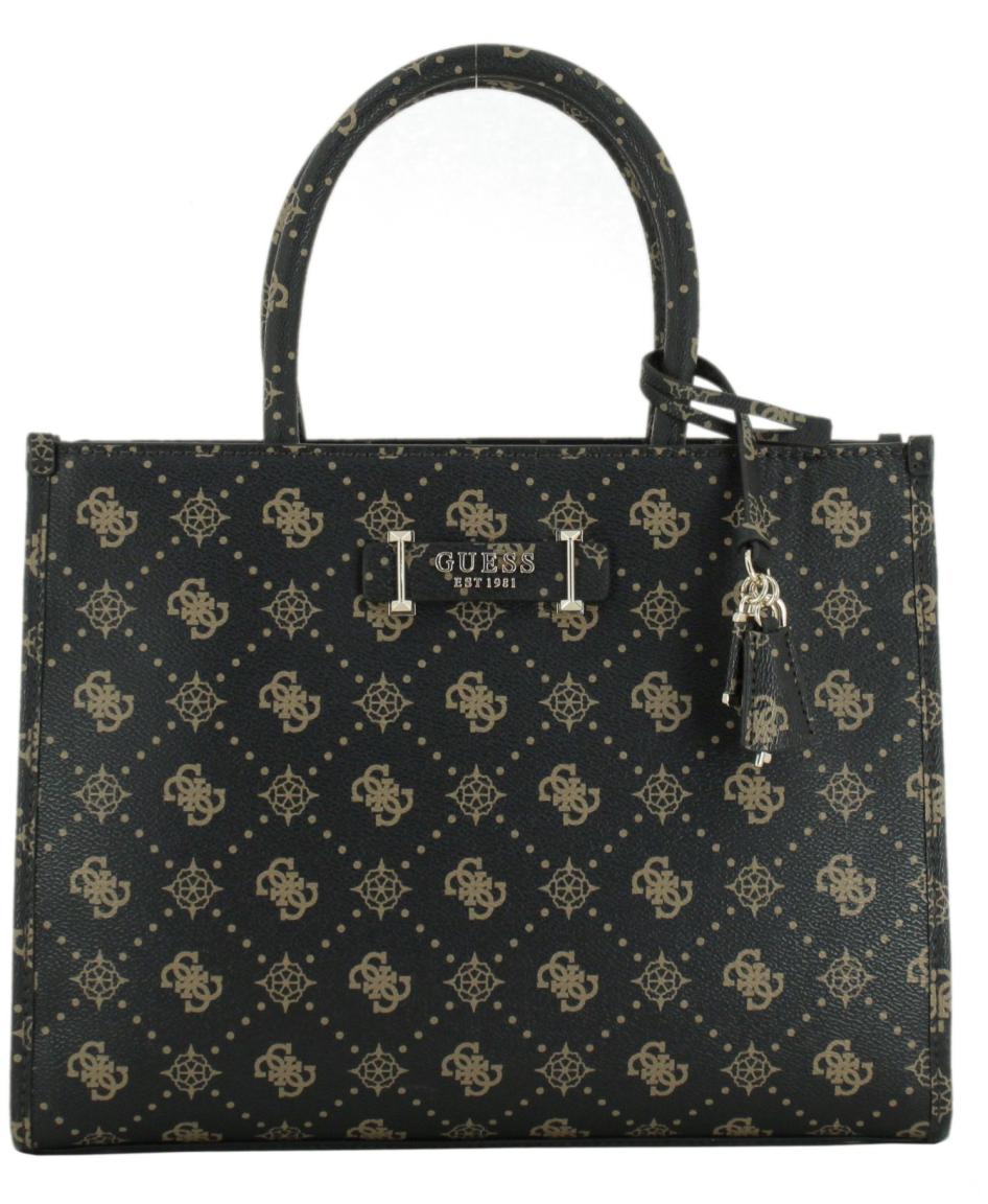 Guess Kurzgrifftasche Satchel Silia Aspresso Logo dunkelbraun