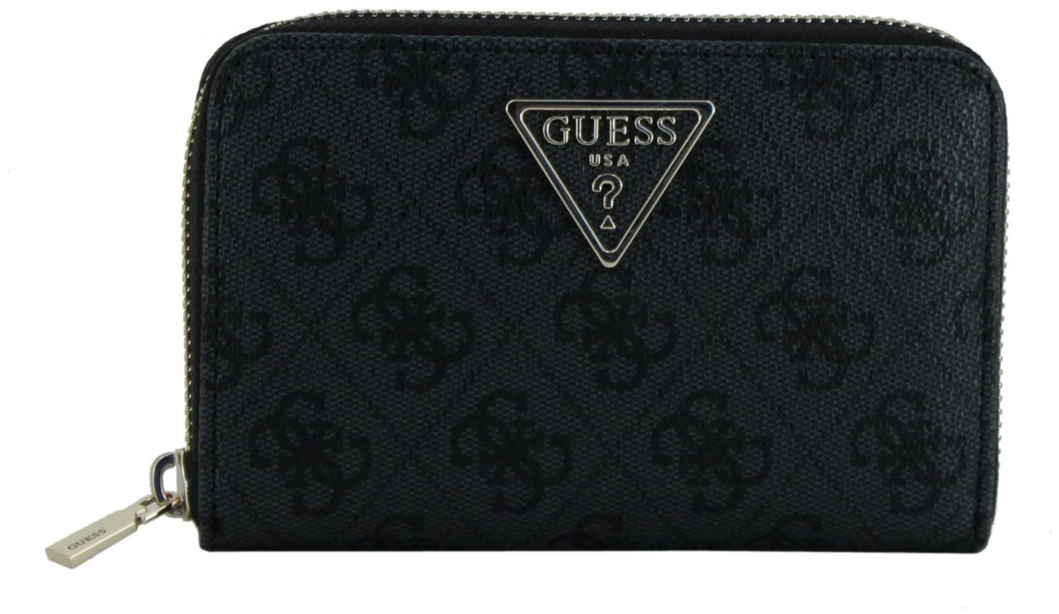 Guess Laurel II SLG Damengeldtasche Coal Logoprint grau schwarz