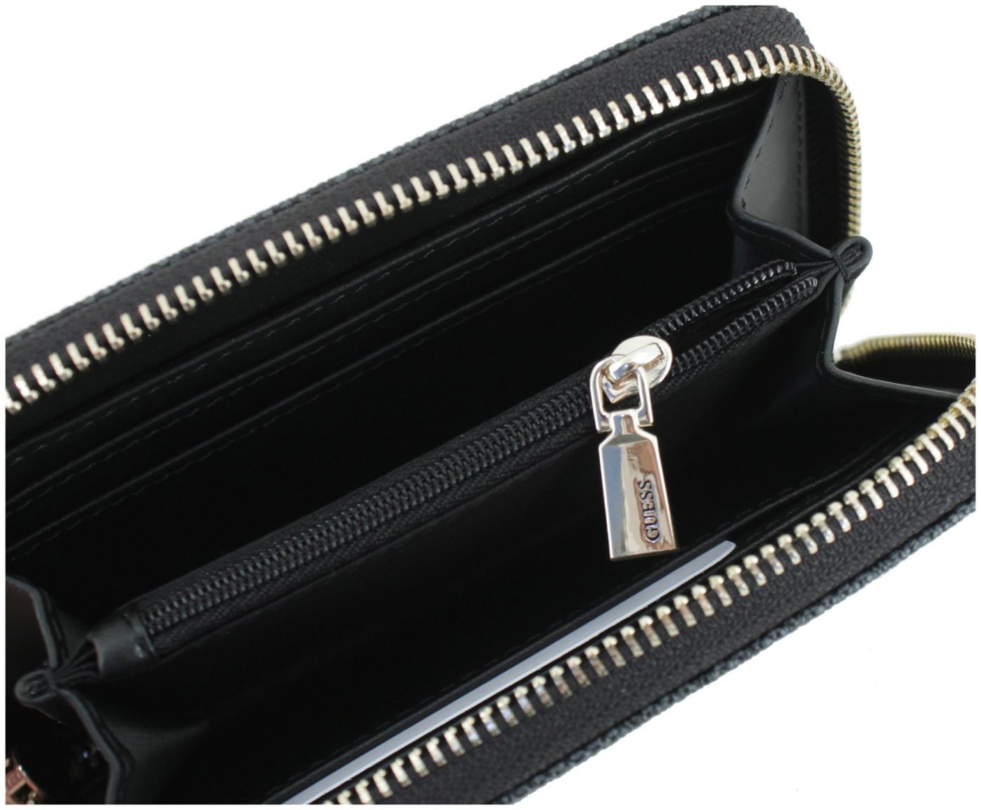 Guess Laurel II SLG Damengeldtasche Coal Logoprint grau schwarz