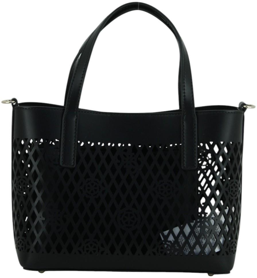 Guess Letty Kurzgrifftasche Stanzmuster Innentasche Off White