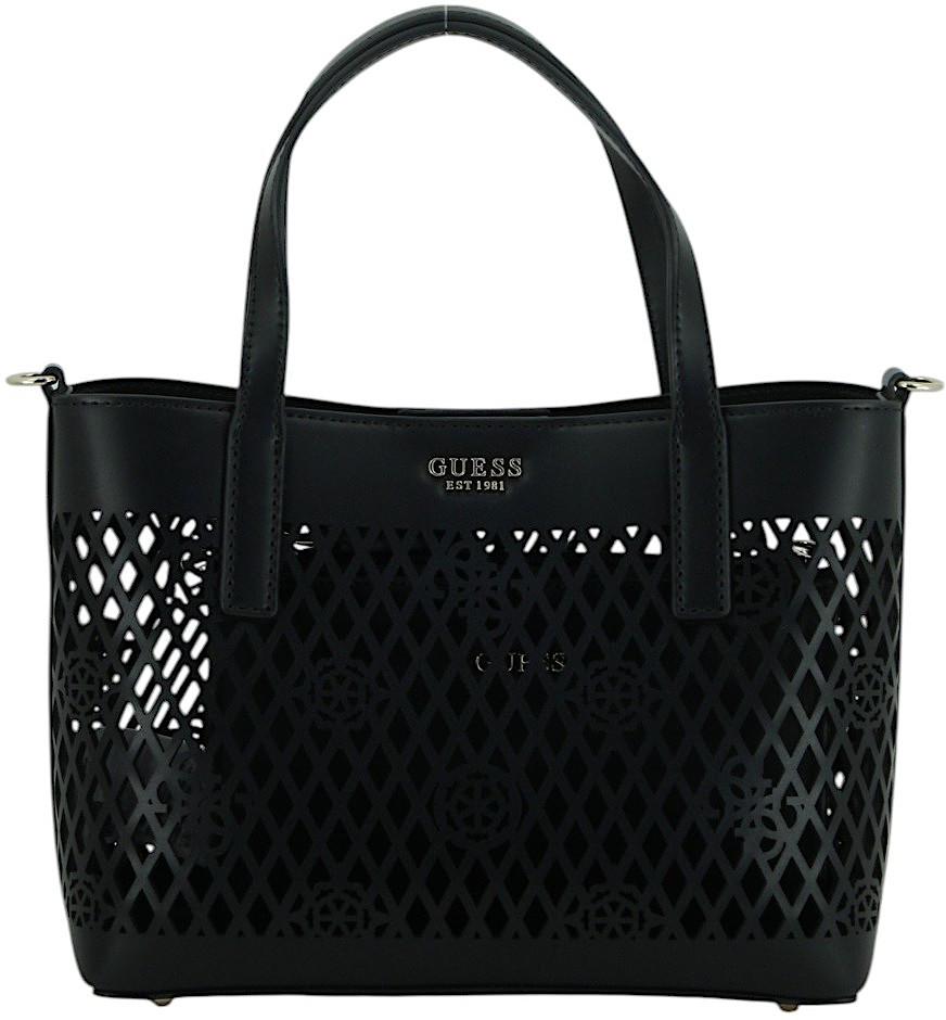 Guess Letty Kurzgrifftasche Stanzmuster Innentasche Schwarz