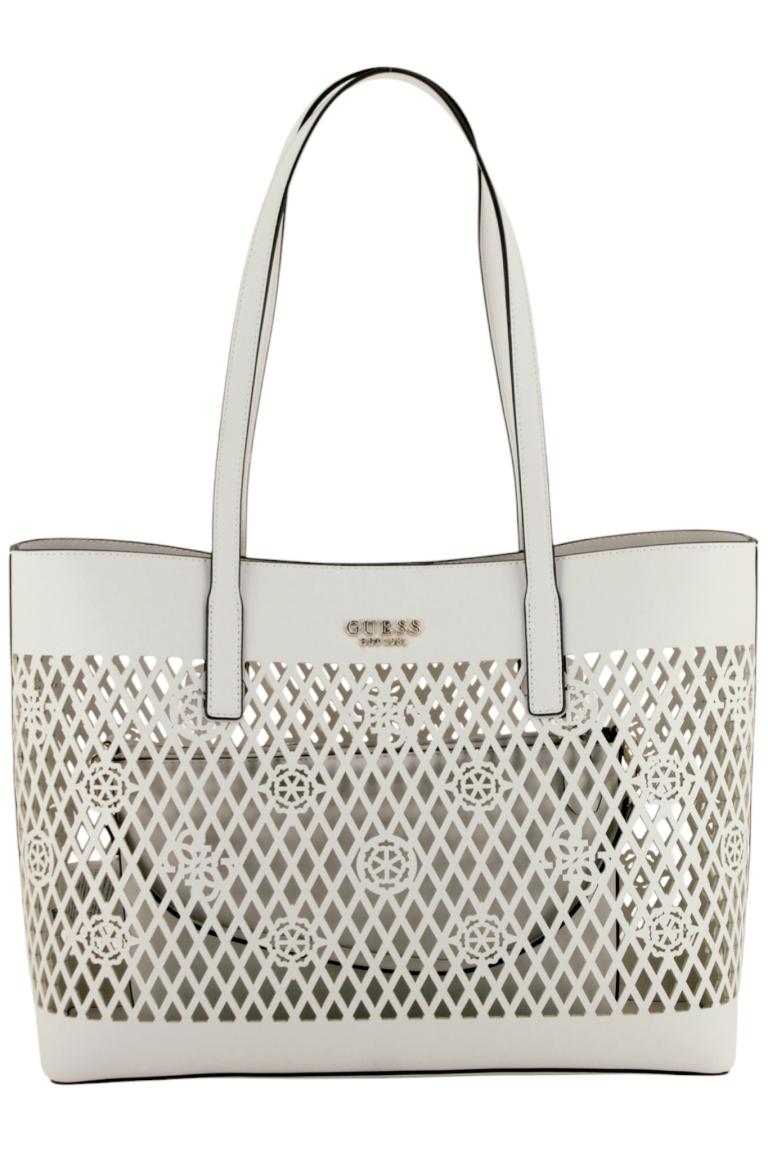 Guess Letty Shopper Stanzmuster Innentasche Off White