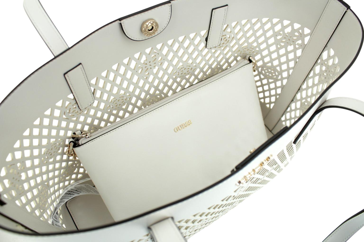 Guess Letty Shopper Stanzmuster Innentasche Off White