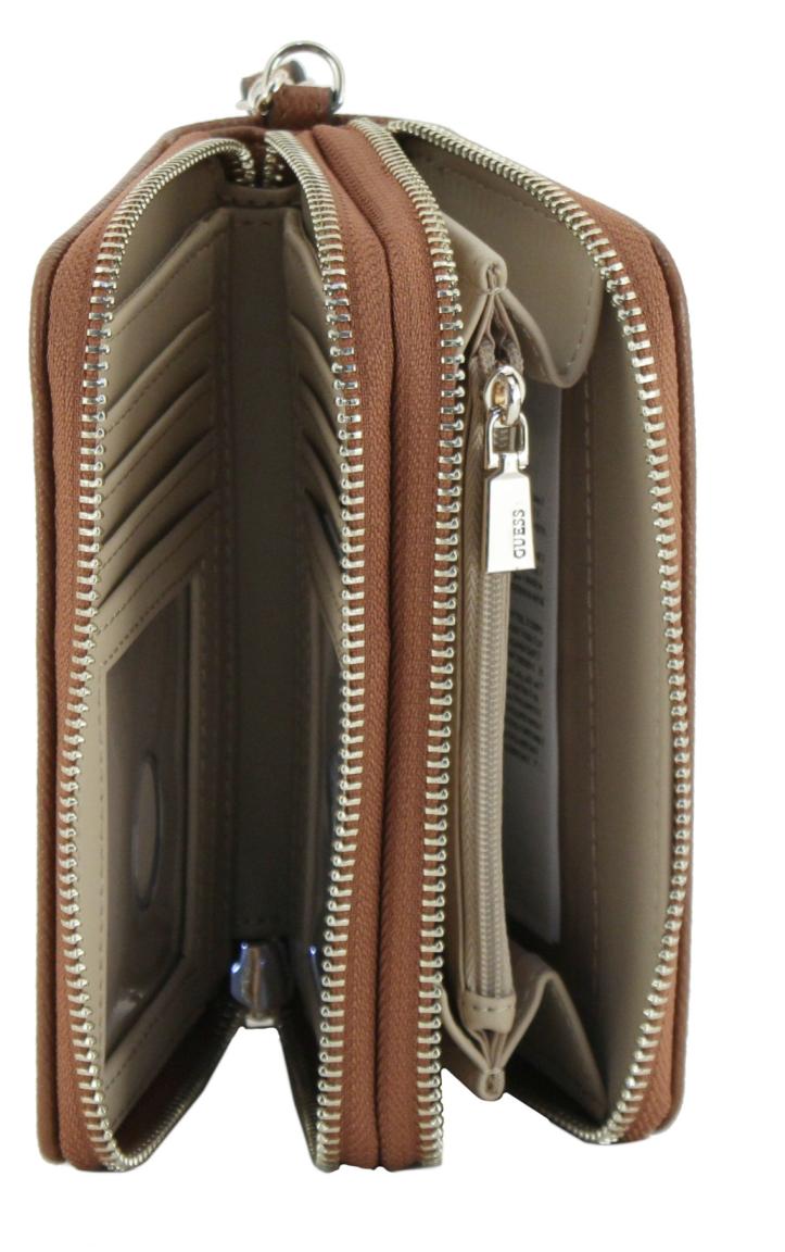 Guess Lindsey SLG Geldtasche Latte Logo - Braun
