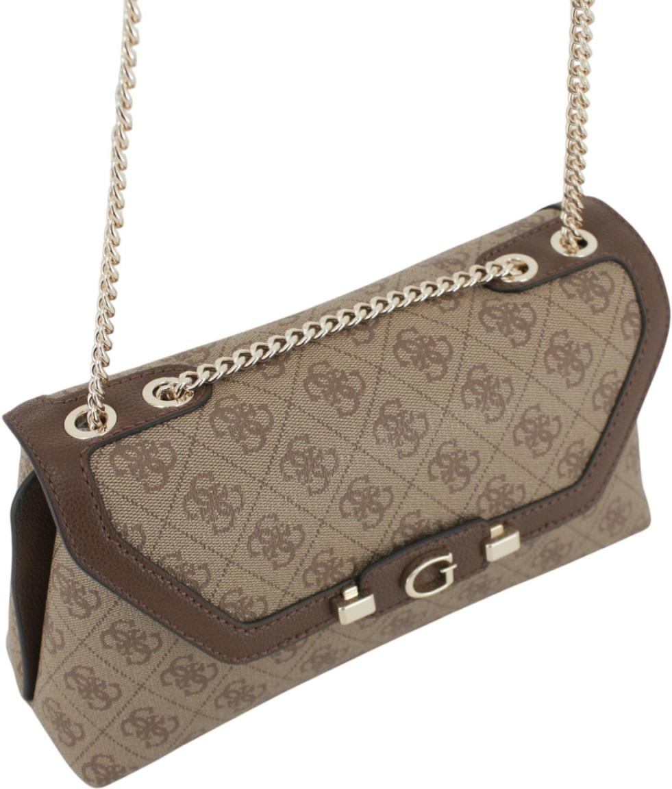 Guess Lindsey Überschlagtasche Latte Logo - Braun