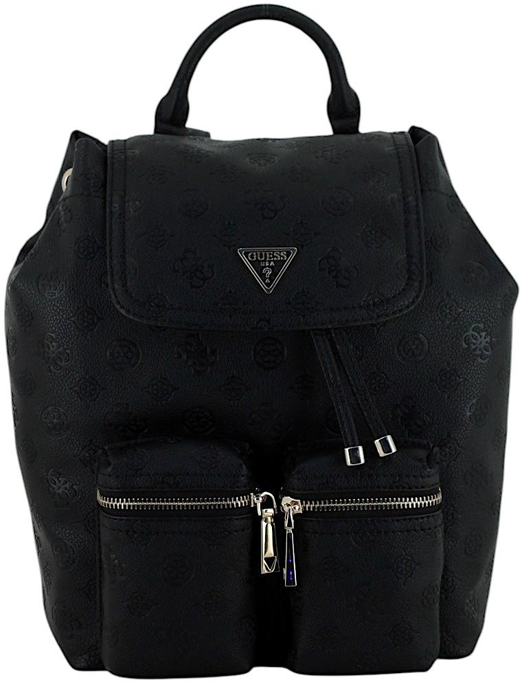 Guess Manhattan II Rucksack Prägung Black Logo - Schwarz