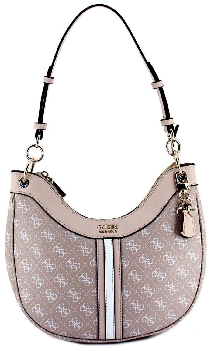 Guess Schultertasche Kasinta Initialienprint Rosa Bisquit Logo Multi Metallcharme