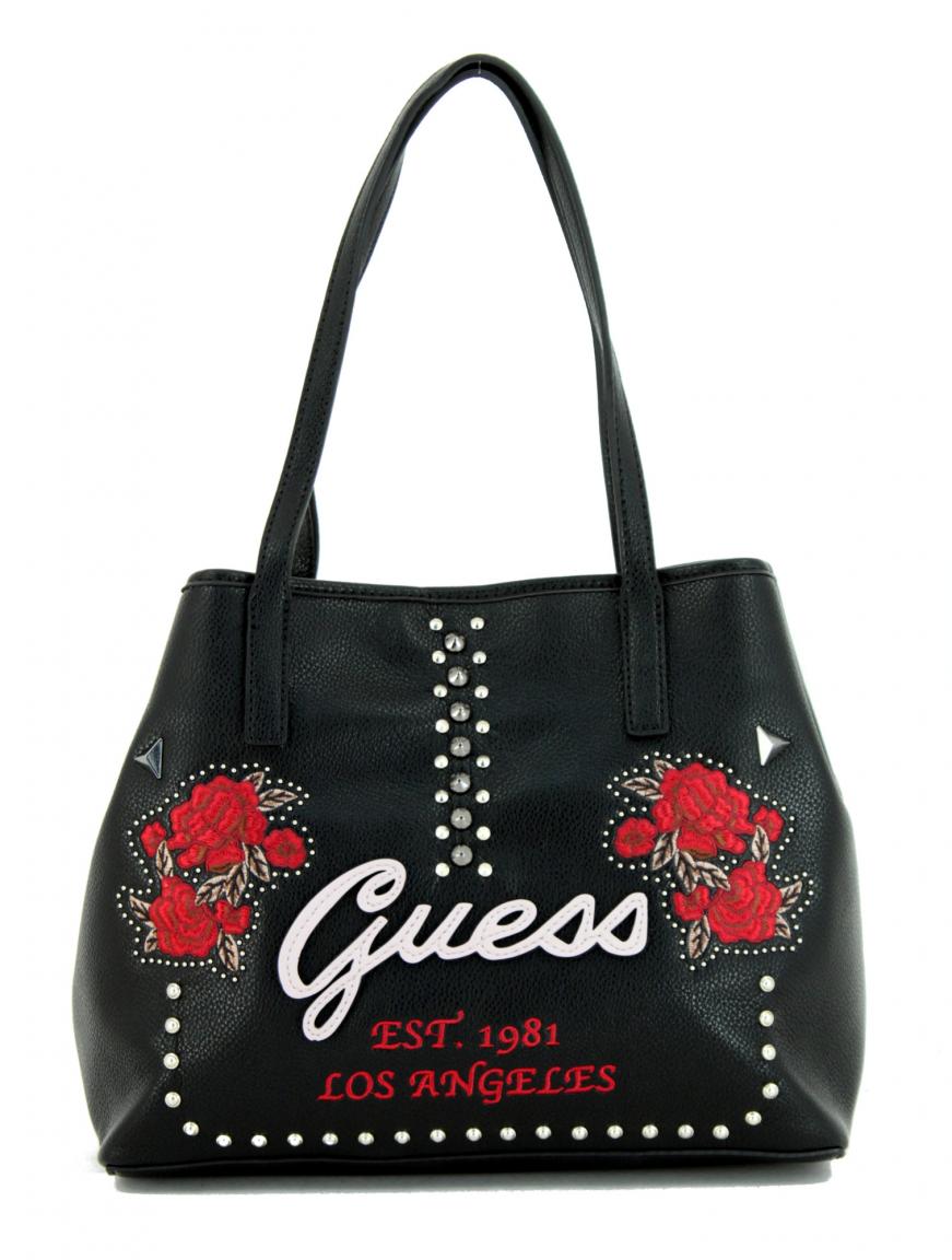 Guess Shopper Vikky Black Multi Nieten Rosen schwarz