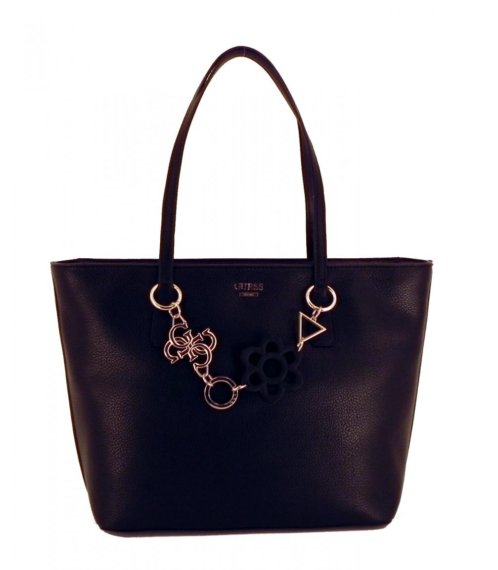 Guess Shoppertasche Dania Synthetik Blume gold Schwarz
