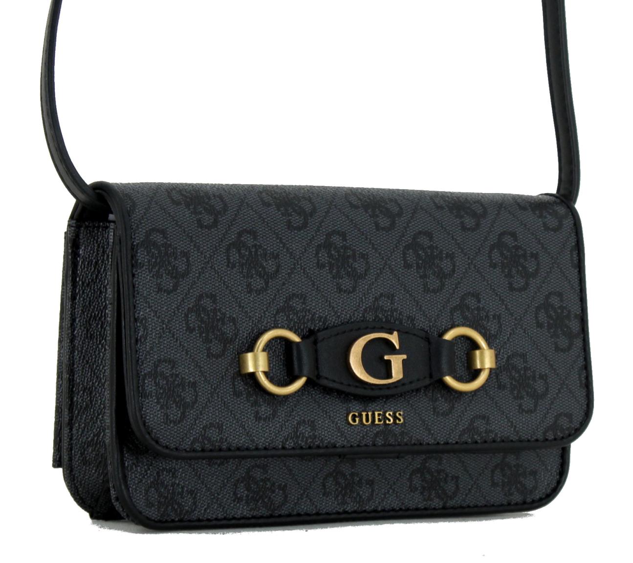 Guess Überschlagtasche Izzy SLG Coal schwarz grau Logoprint