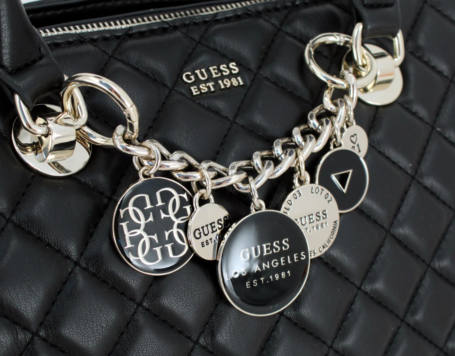 Guess Victoria schwarz Kurzgrifftasche gesteppt Kette