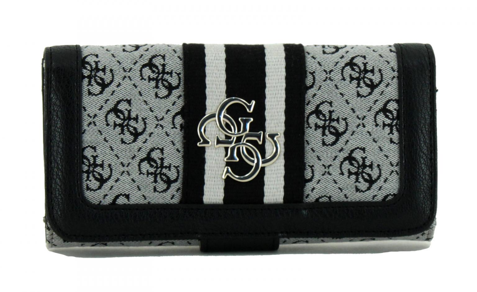 Guess Vintage Longbörse Überschlag gewebt schwarz Streifen