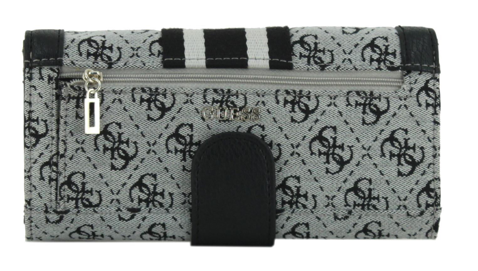 Guess Vintage Longbörse Überschlag gewebt schwarz Streifen