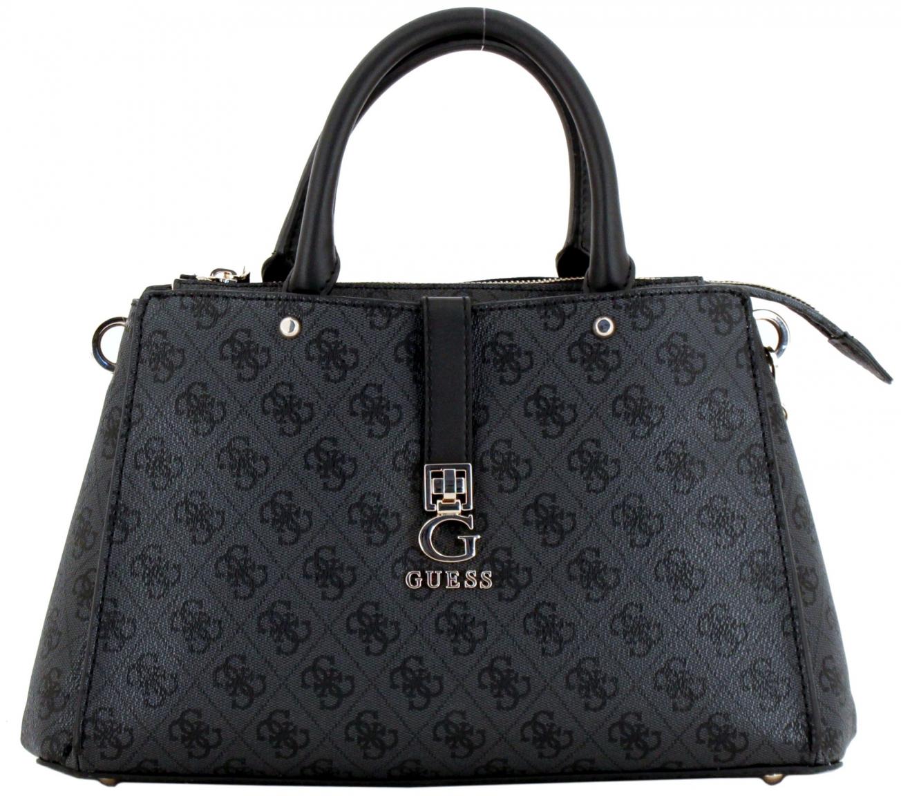 Guess Zamira Henkeltasche Dark Taupe Logo Alloverprint