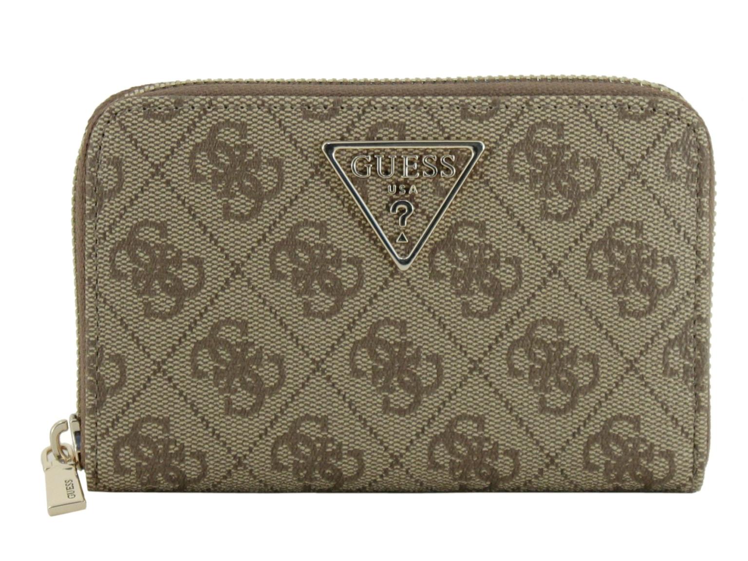 Guess Zipbörse Laurel SLG Latte Logo beige braun 4g Alloverprint