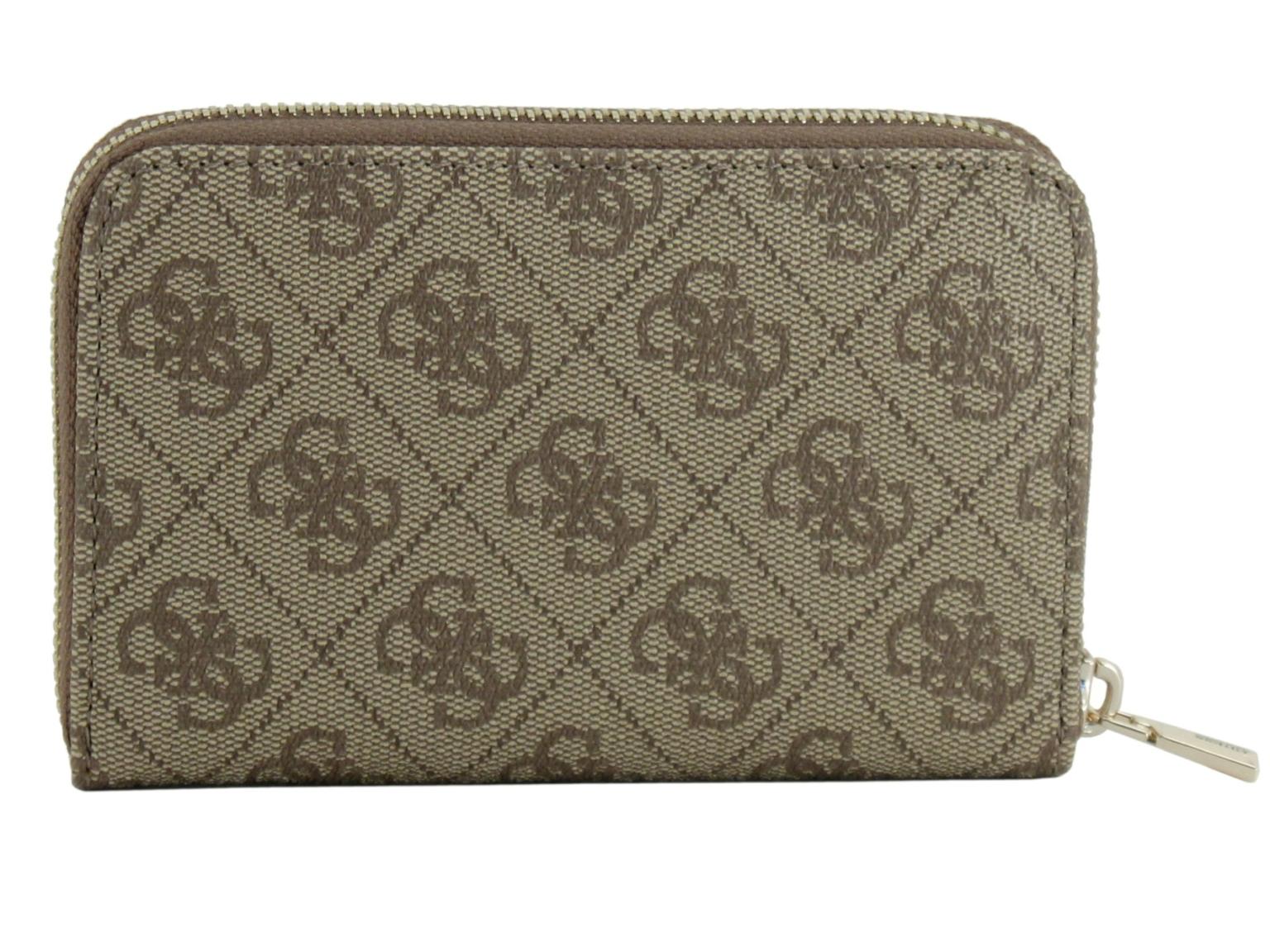 Guess Zipbörse Laurel SLG Latte Logo beige braun 4g Alloverprint