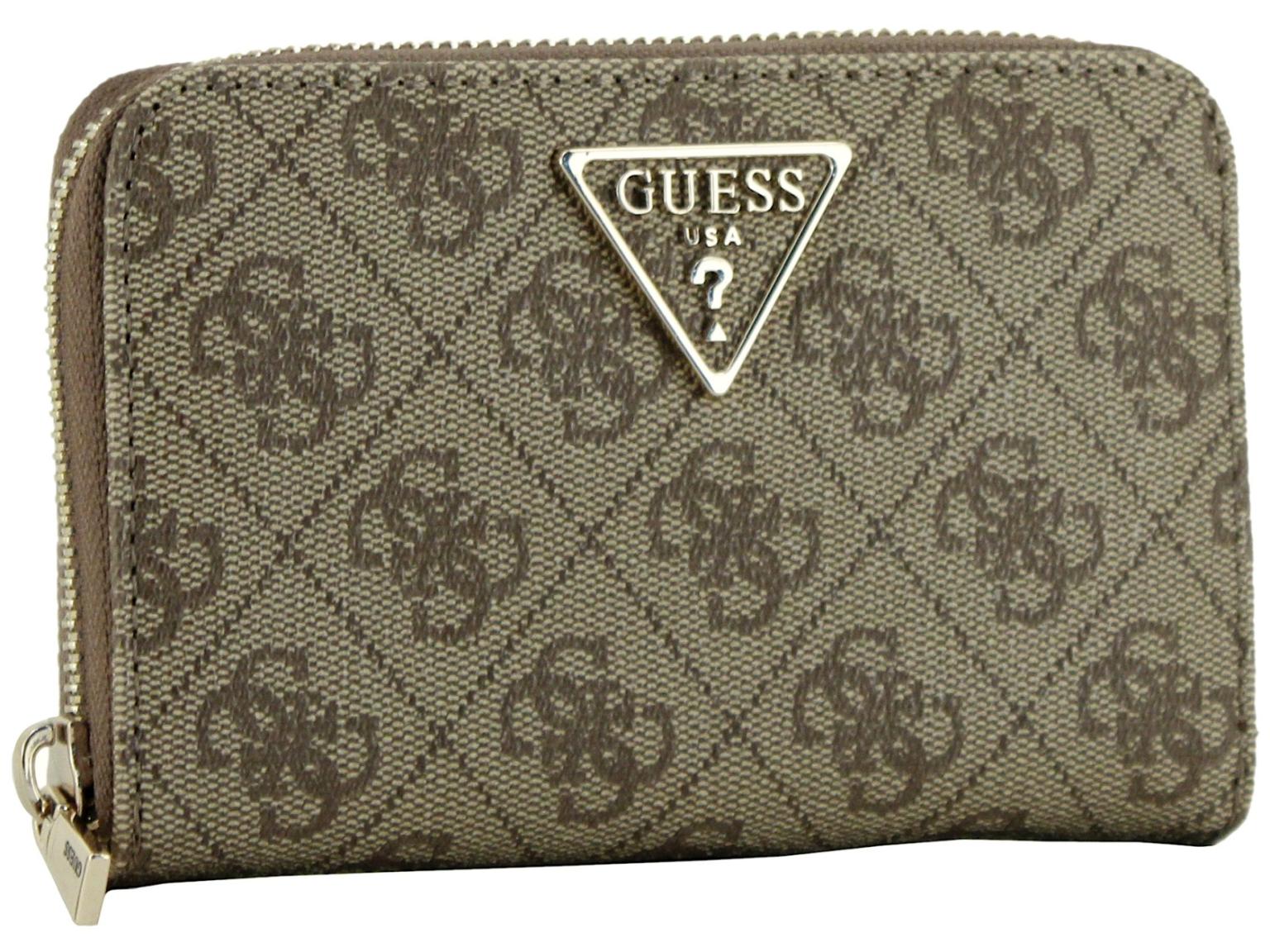 Guess Zipbörse Laurel SLG Latte Logo beige braun 4g Alloverprint