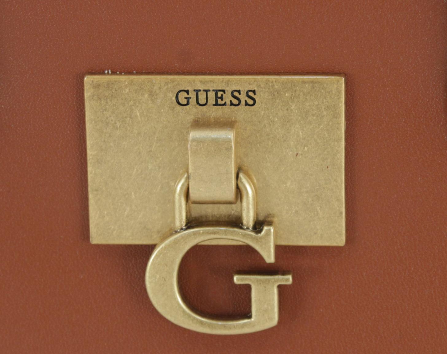 Guess kleine Damenhenkeltasche Whiskey Stephi Mini Braun