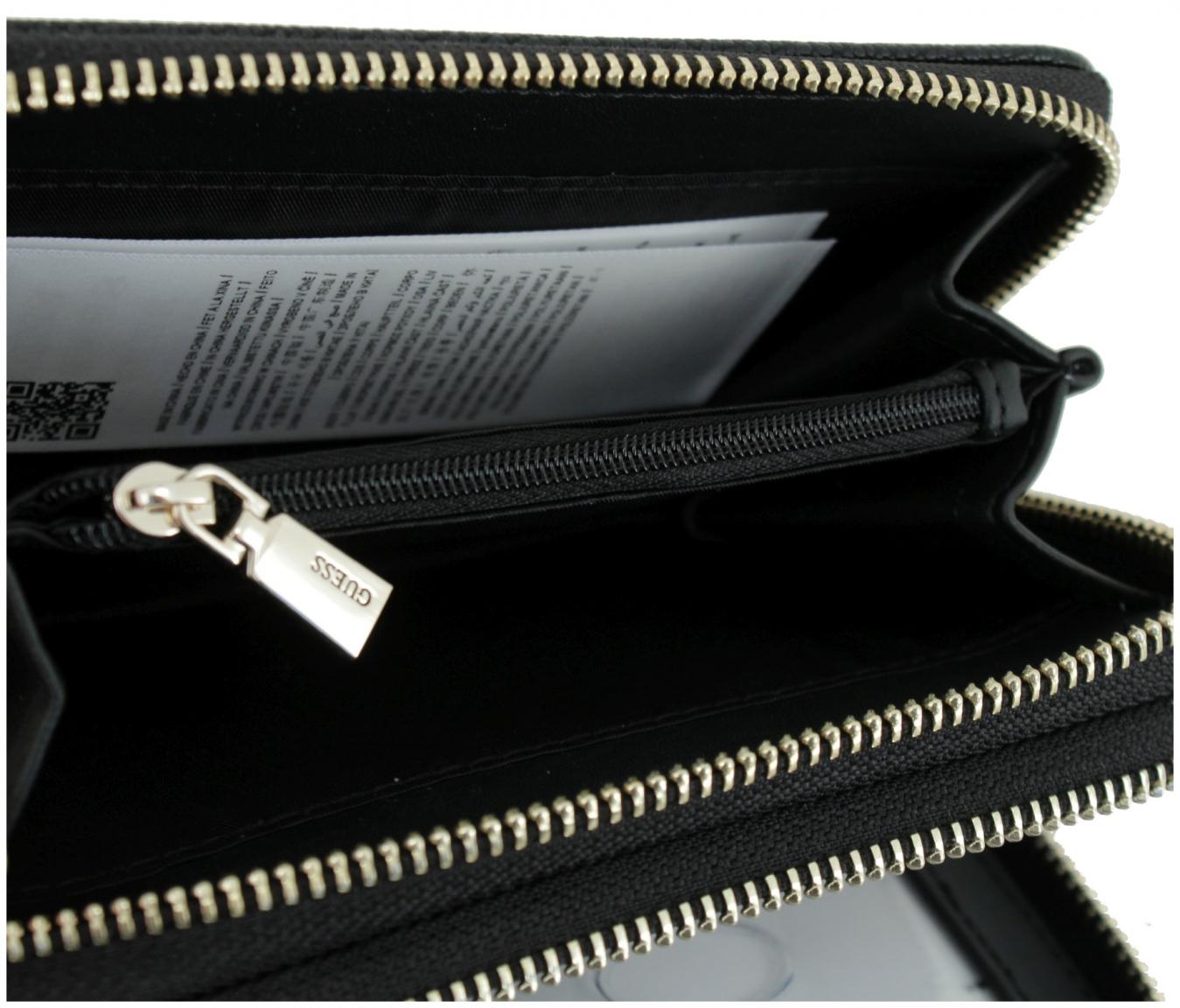 Guess zweigeteilte Geldtasche Amorette SLG Black Saffiano schwarz