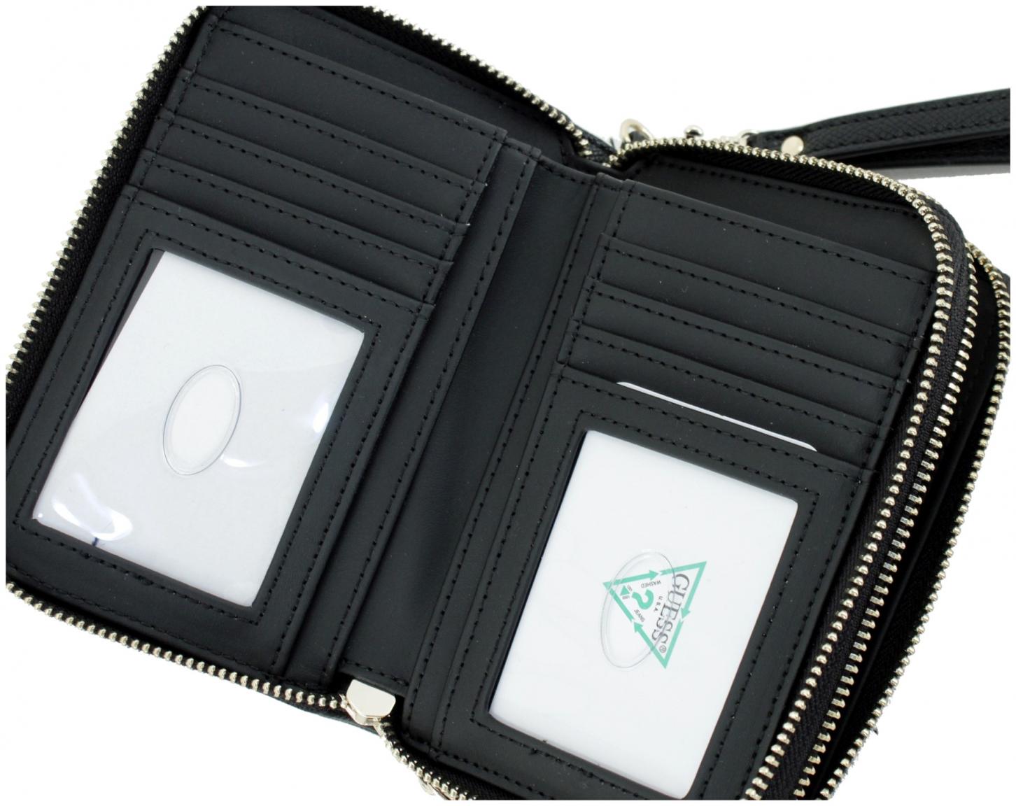 Guess zweigeteilte Geldtasche Amorette SLG Black Saffiano schwarz