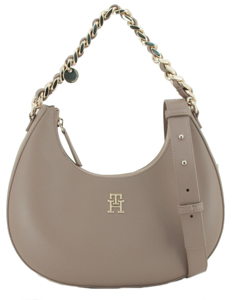 Halbmondtasche Tommy Hilfiger TH Chic Shoulder Bag beige taupe Kette