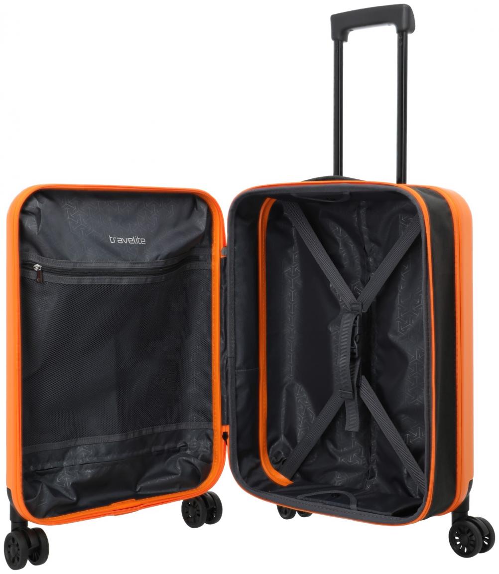 Handgepäckkoffer orange Hartschale faltbar Travelite Basics 55cm